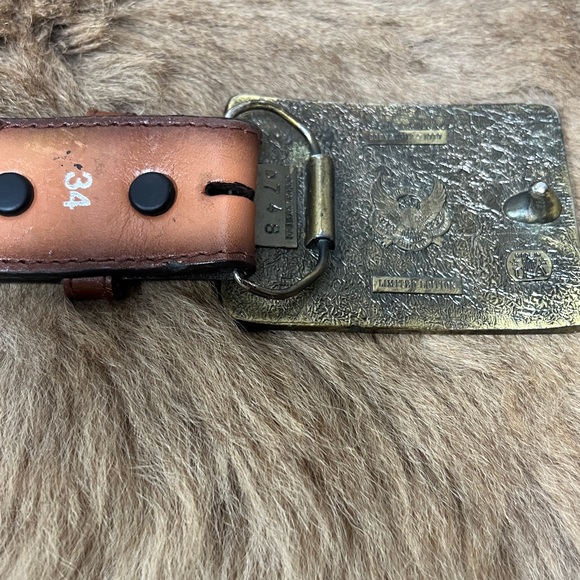 80s Rebel Confederate Flag Civil War Belt & Buckle 34 Vintage Western - Picture 6 of 8